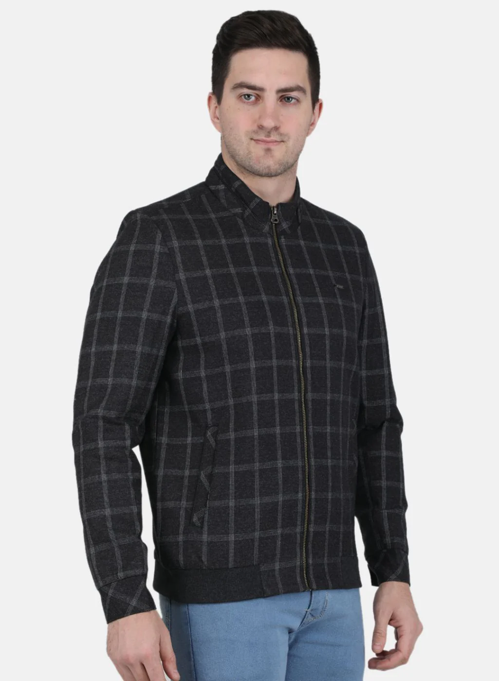 Men Black Check Coat - Image 6