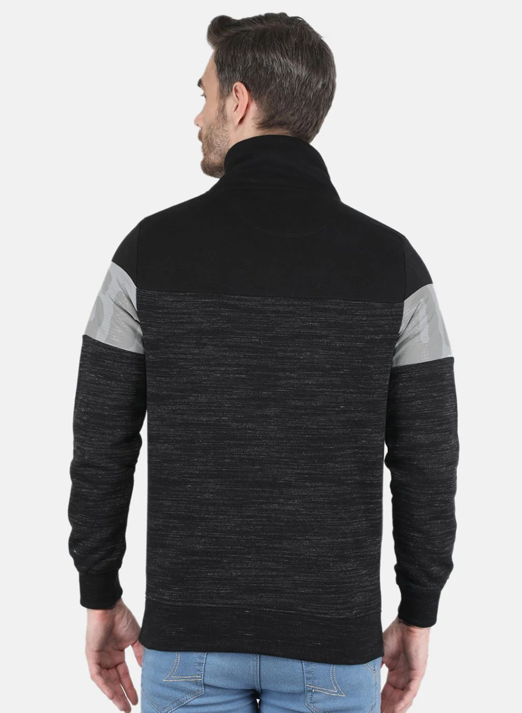 Men Black Jaquard Sweatshirt - Image 3