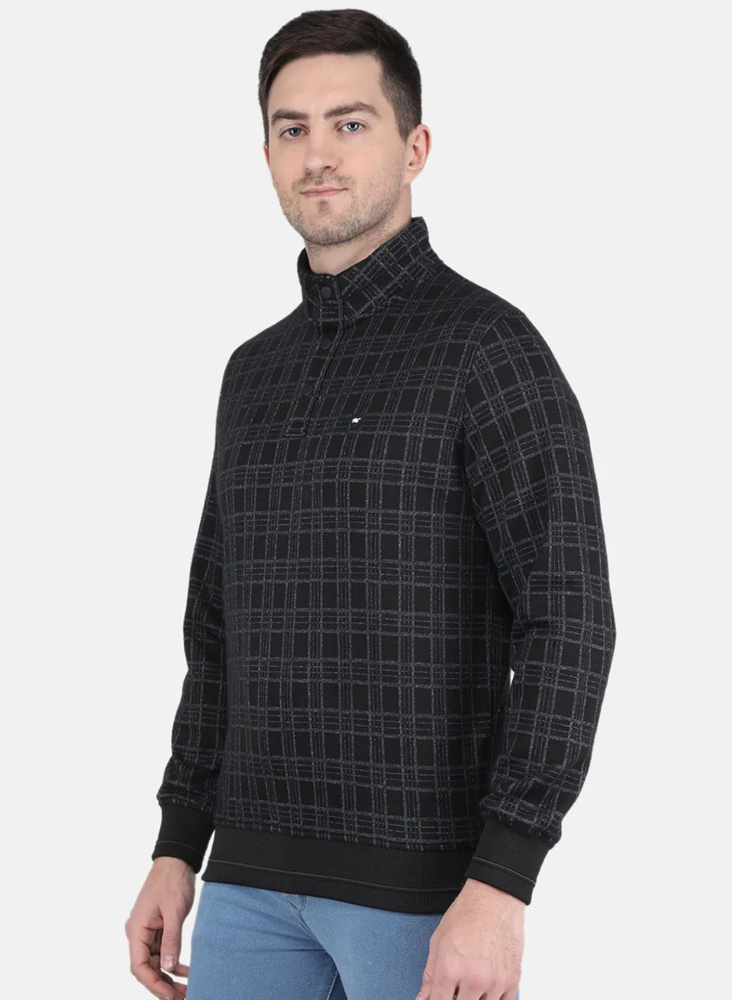 Men Black Jaquard T-Shirt - Image 2