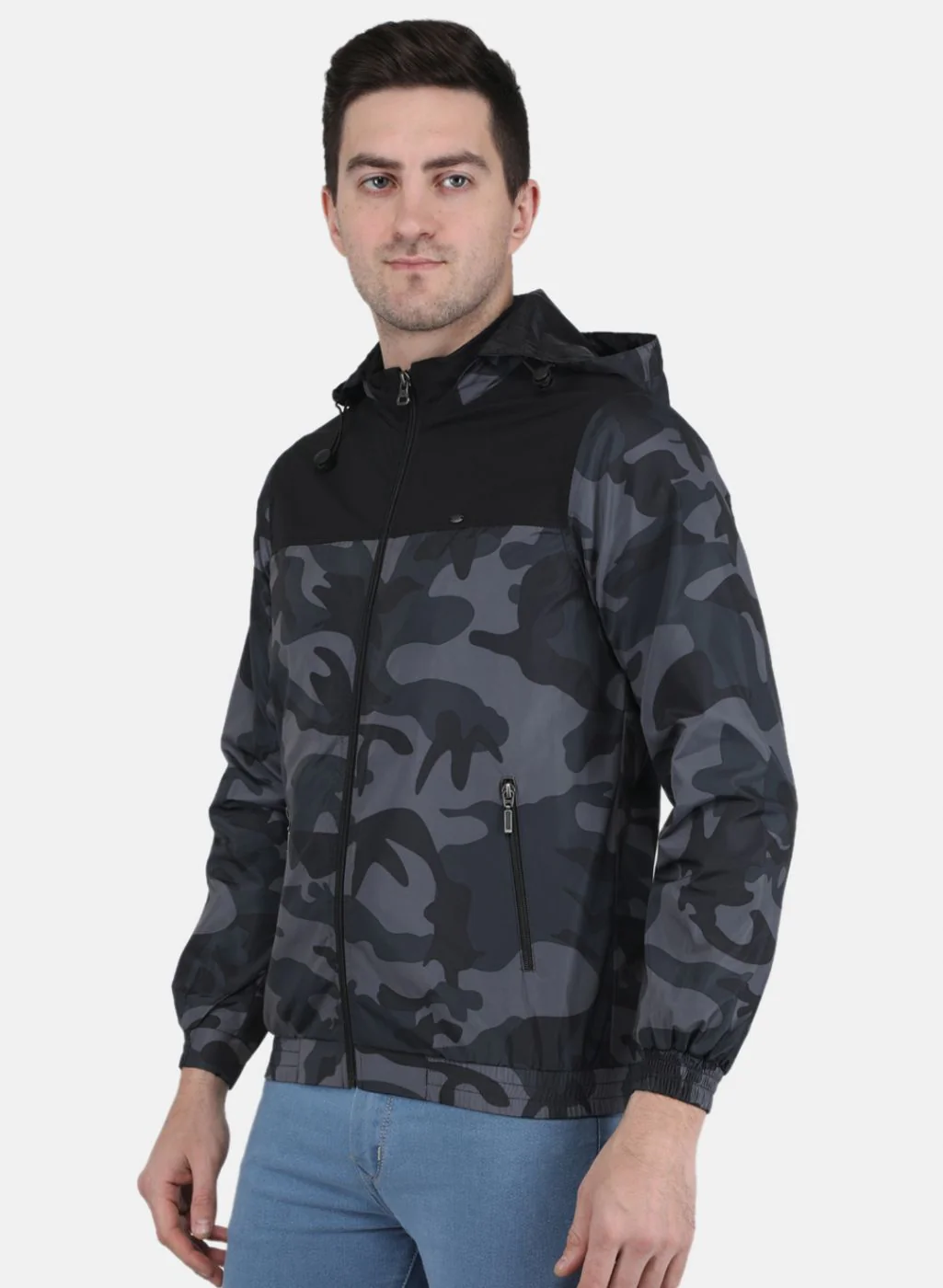 Men Black Printed Jacket - Image 2