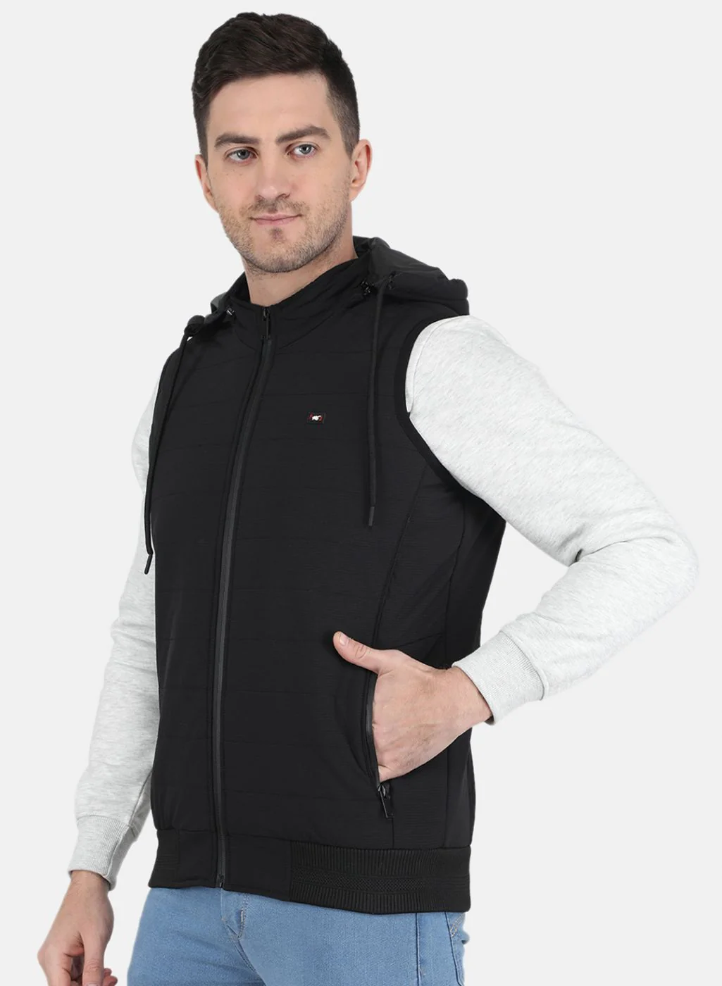 Men Black Self Design Jacket - Image 2