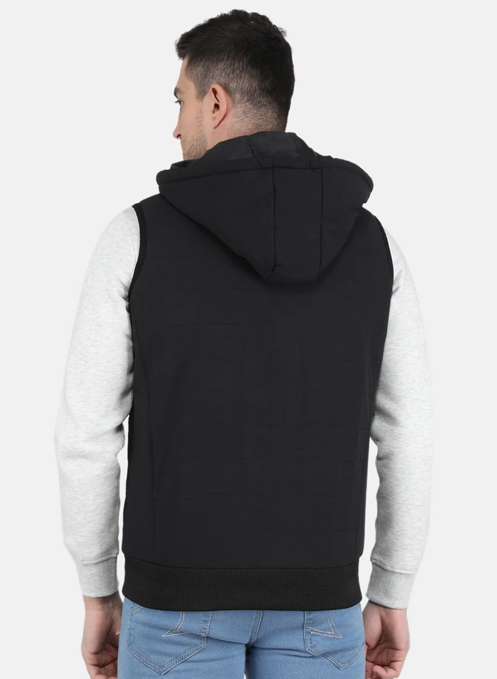 Men Black Self Design Jacket - Image 3