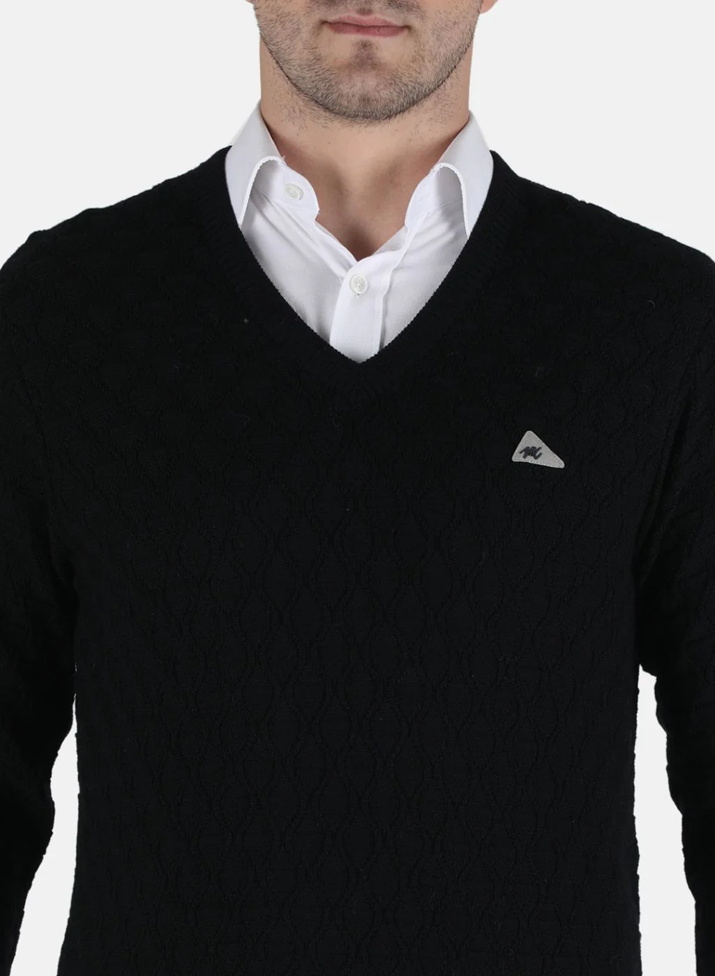 Men Black Self design Pullover - Image 5