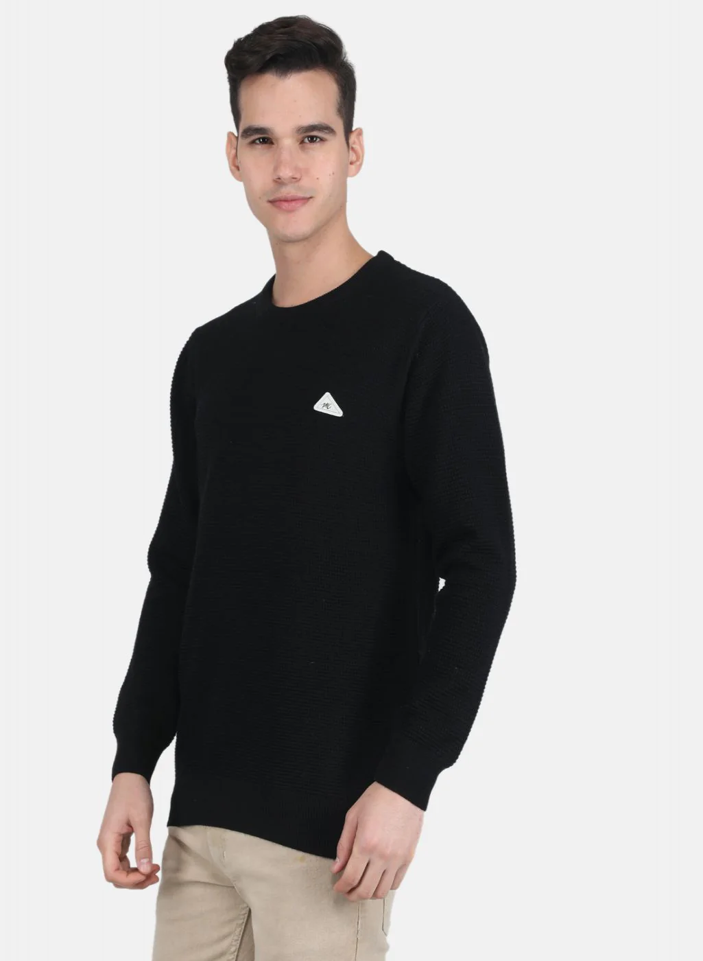 Men Black Self Design Pullover - Image 2