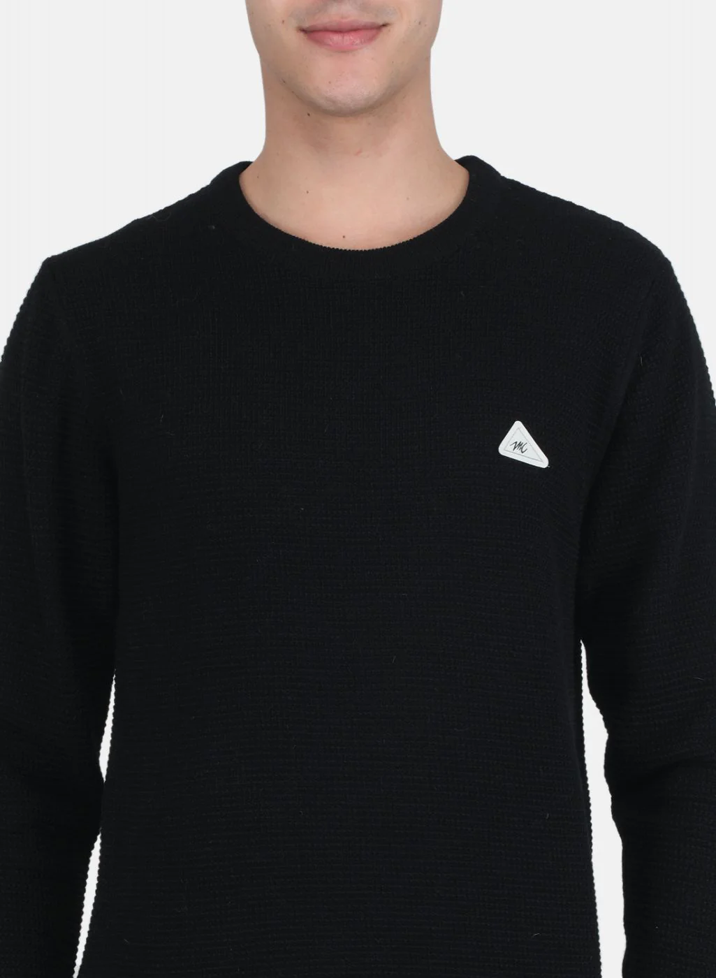Men Black Self Design Pullover - Image 5