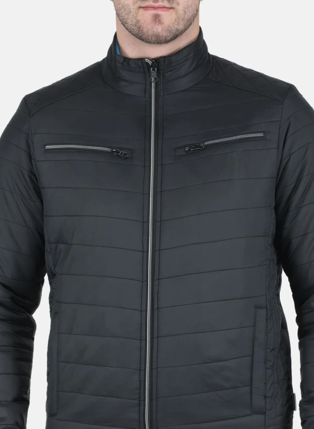 Men Black Solid Jacket - Image 5