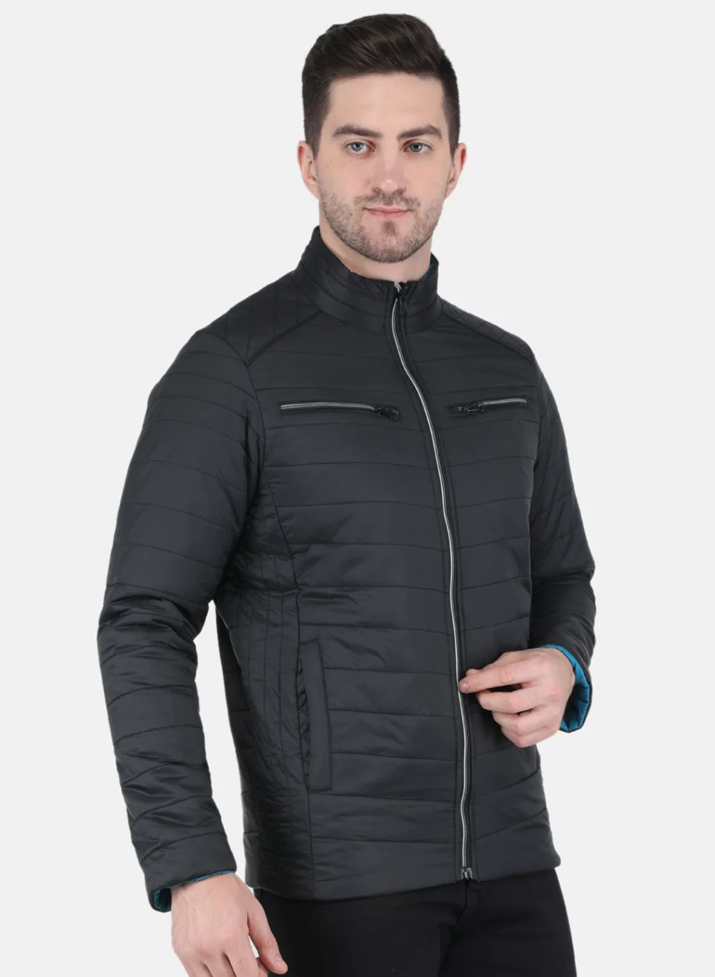 Men Black Solid Jacket - Image 6