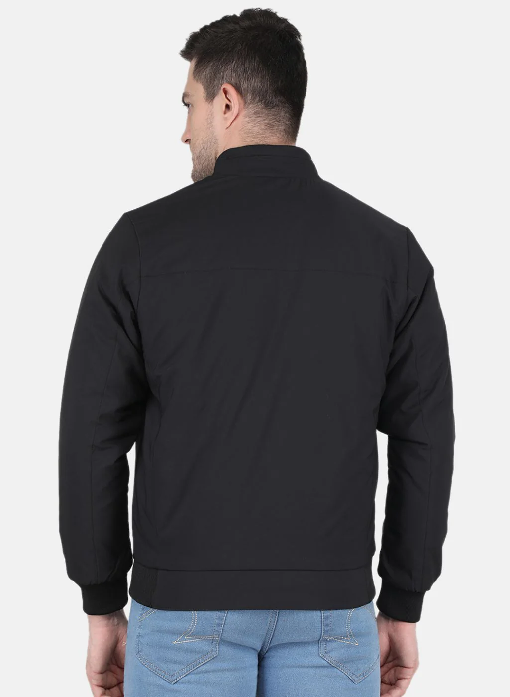 Men Black Solid Jacket - Image 3