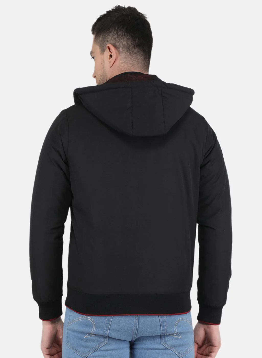 Men Black Solid Jacket - Image 3