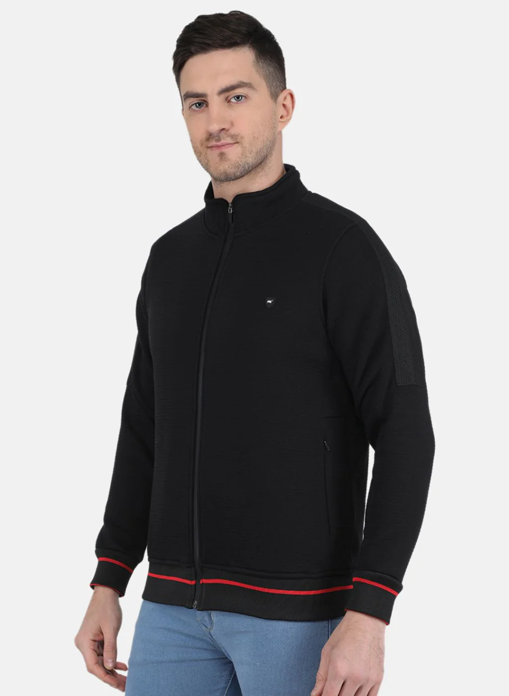 Men Black Solid Jacket - Image 2
