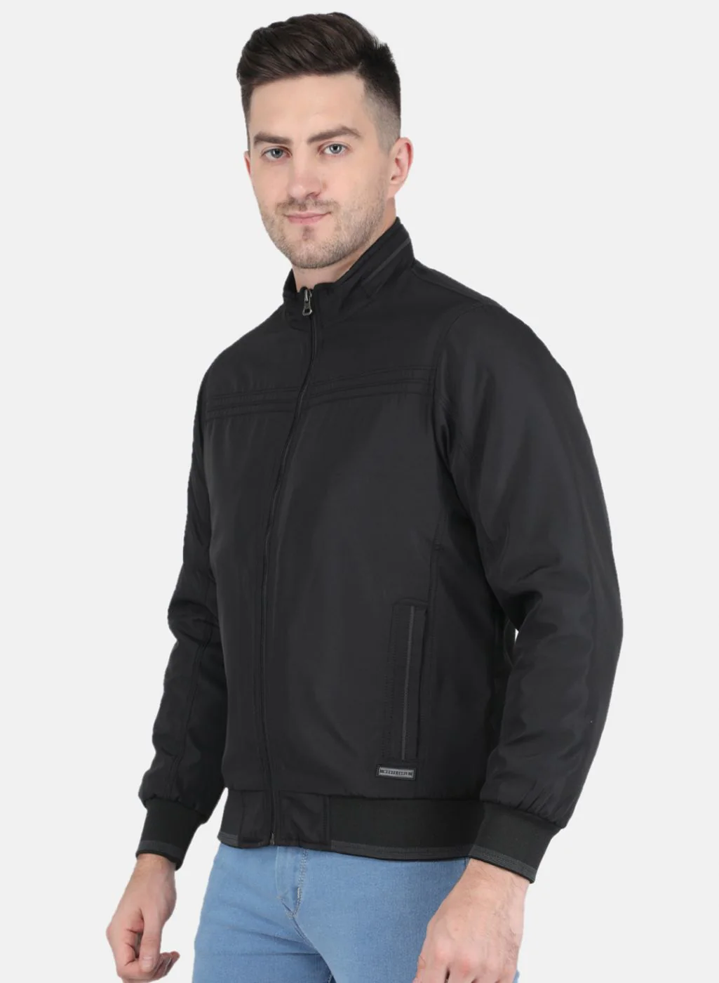 Men Black Solid Jacket - Image 2