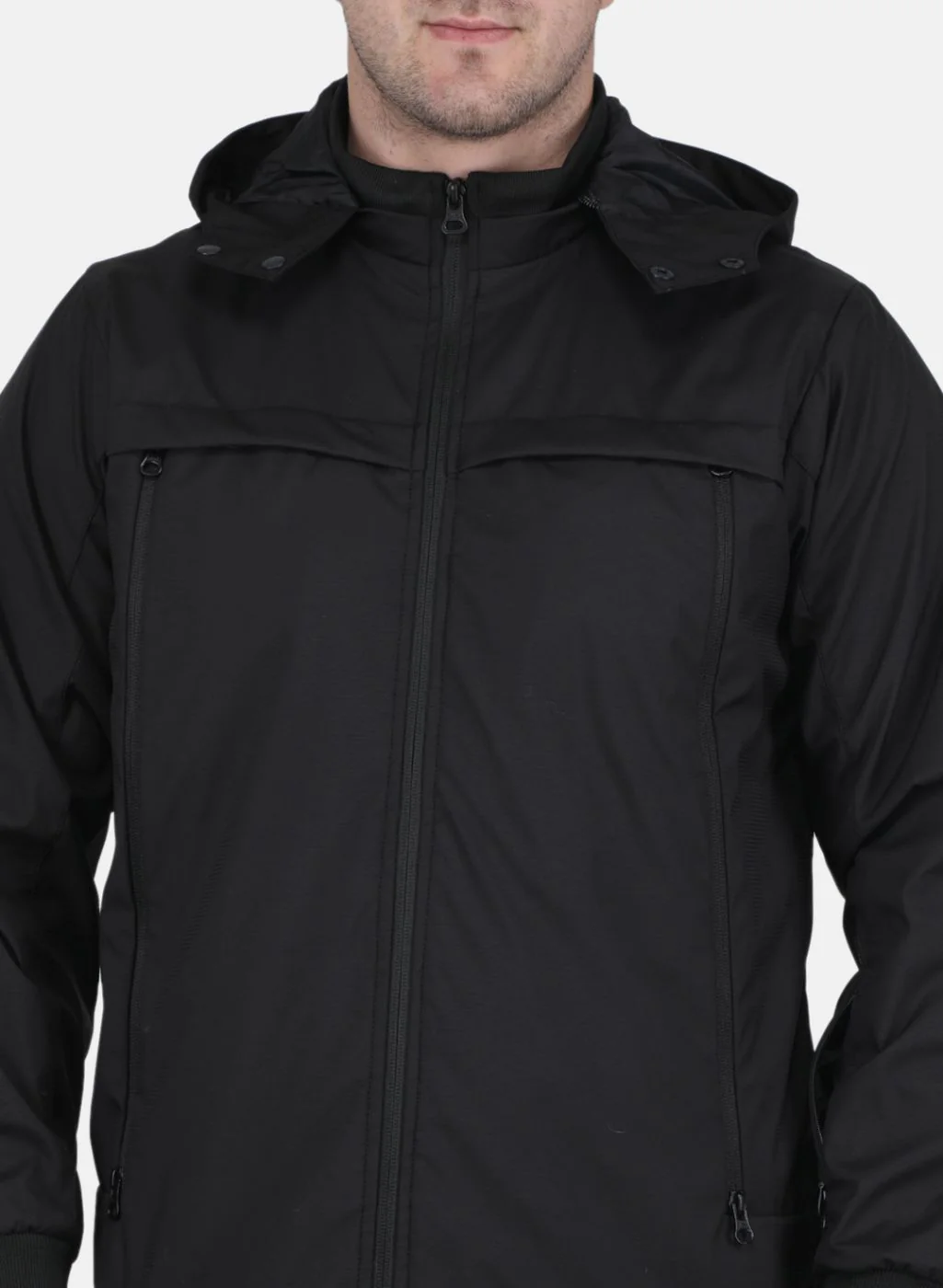 Men Black Solid Jacket - Image 5