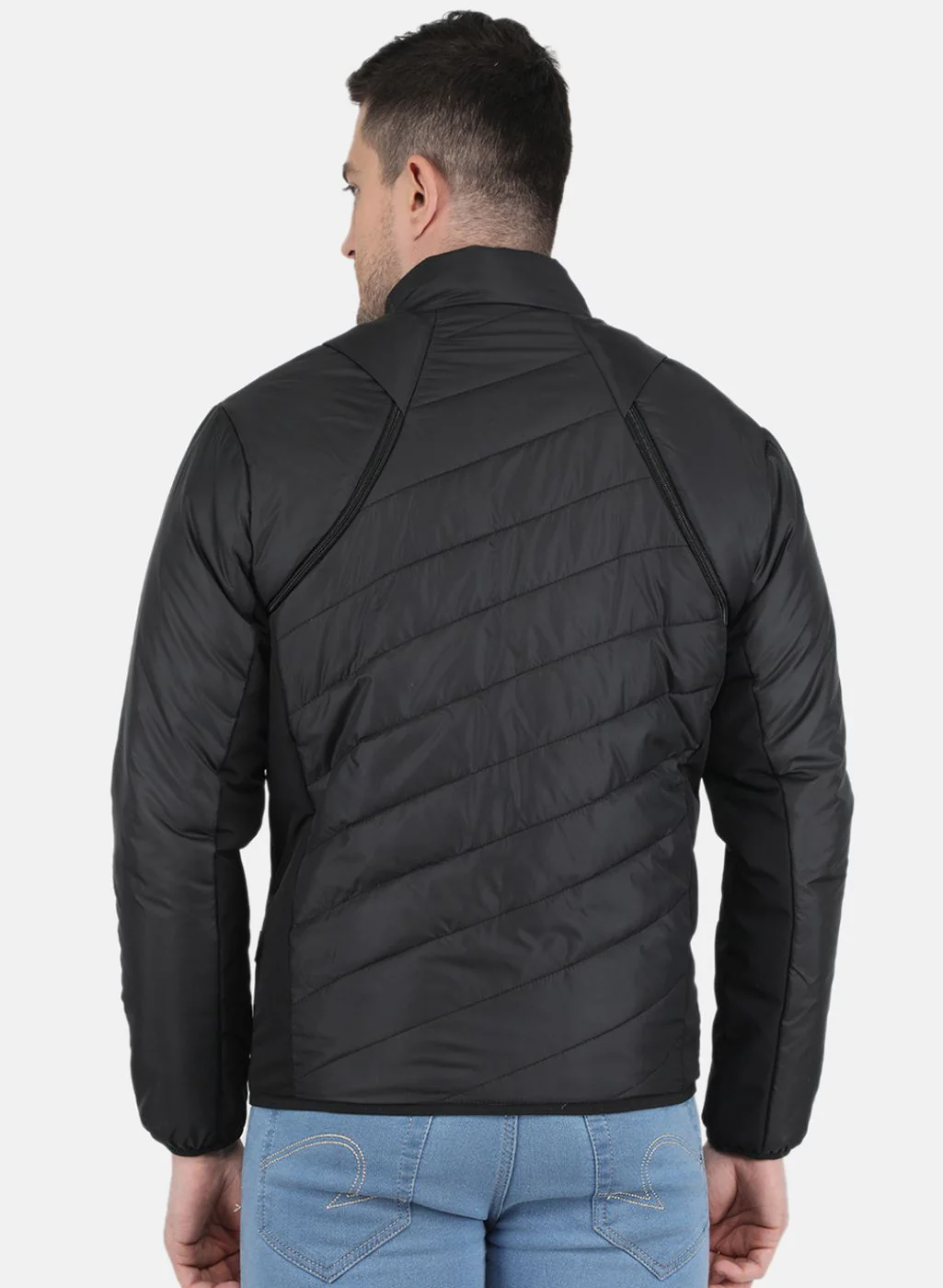Men Black Solid Jacket - Image 3