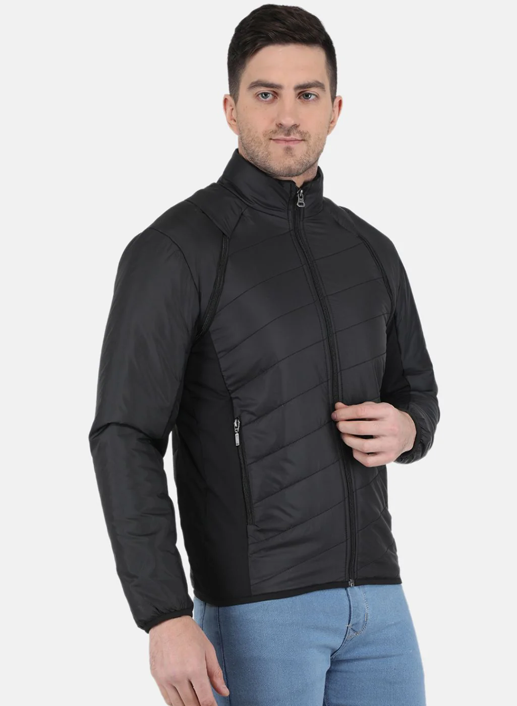 Men Black Solid Jacket - Image 6