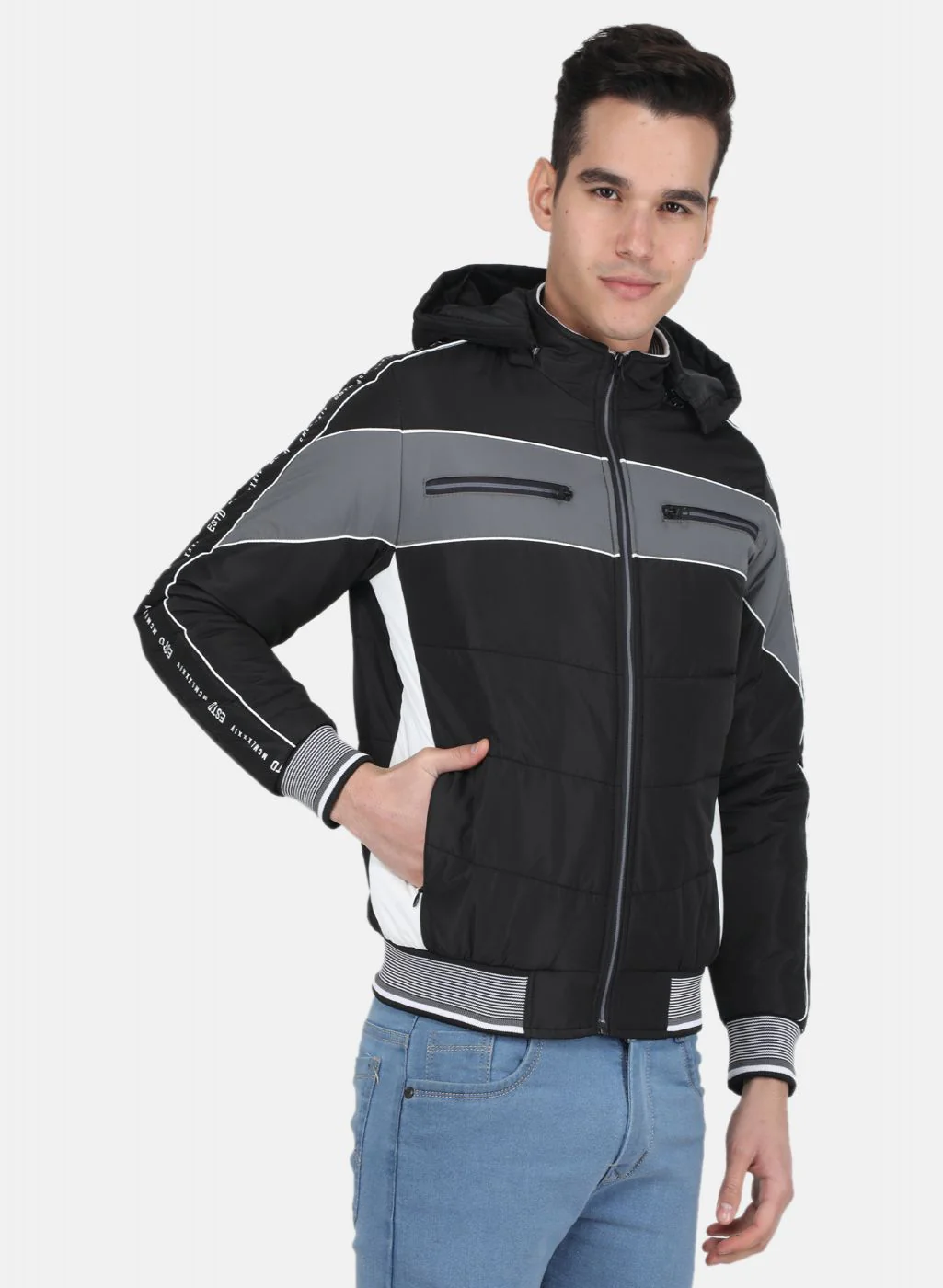 Men Black Solid Jacket - Image 6