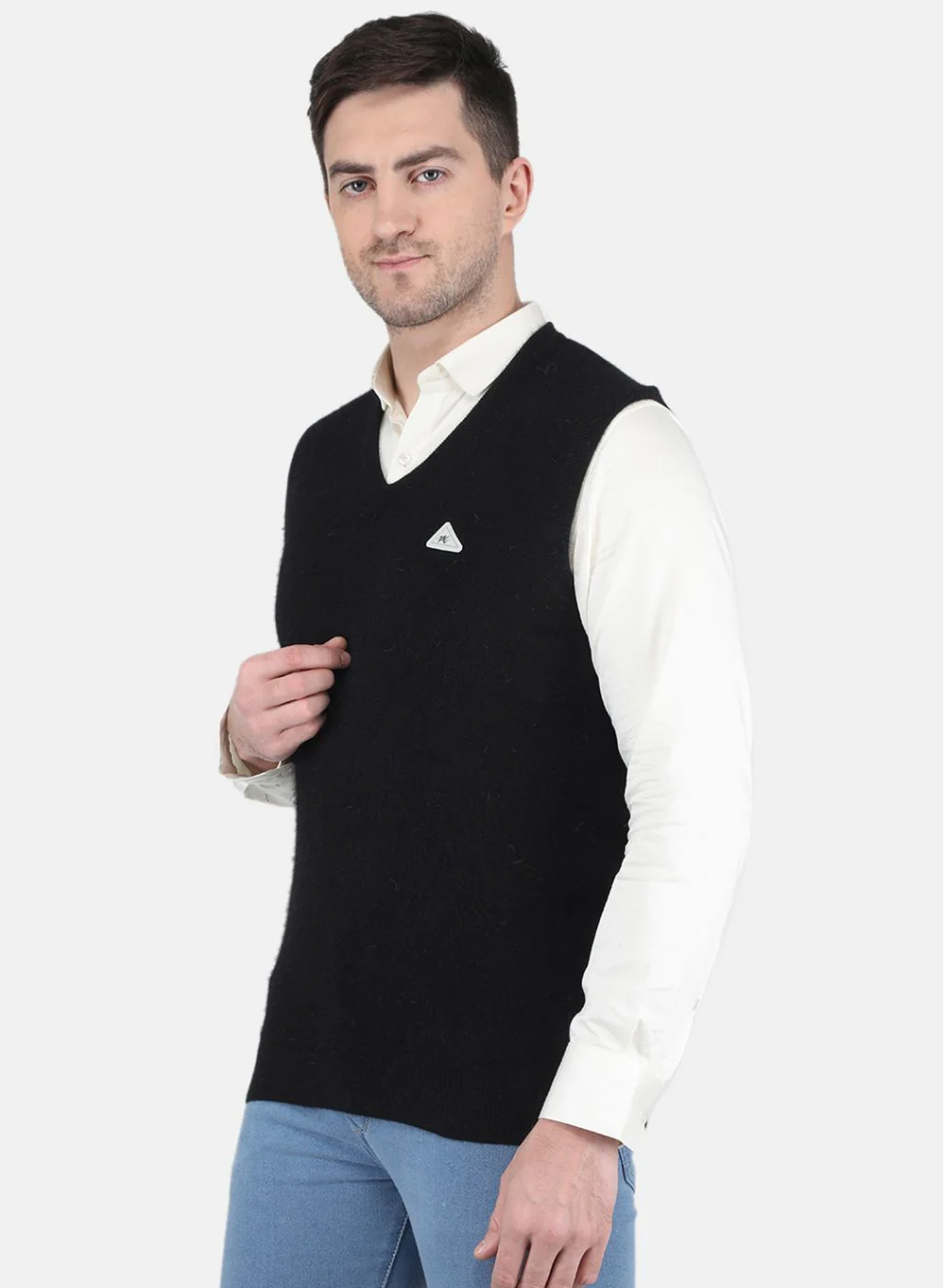 Men Black Solid Sweater - Image 2