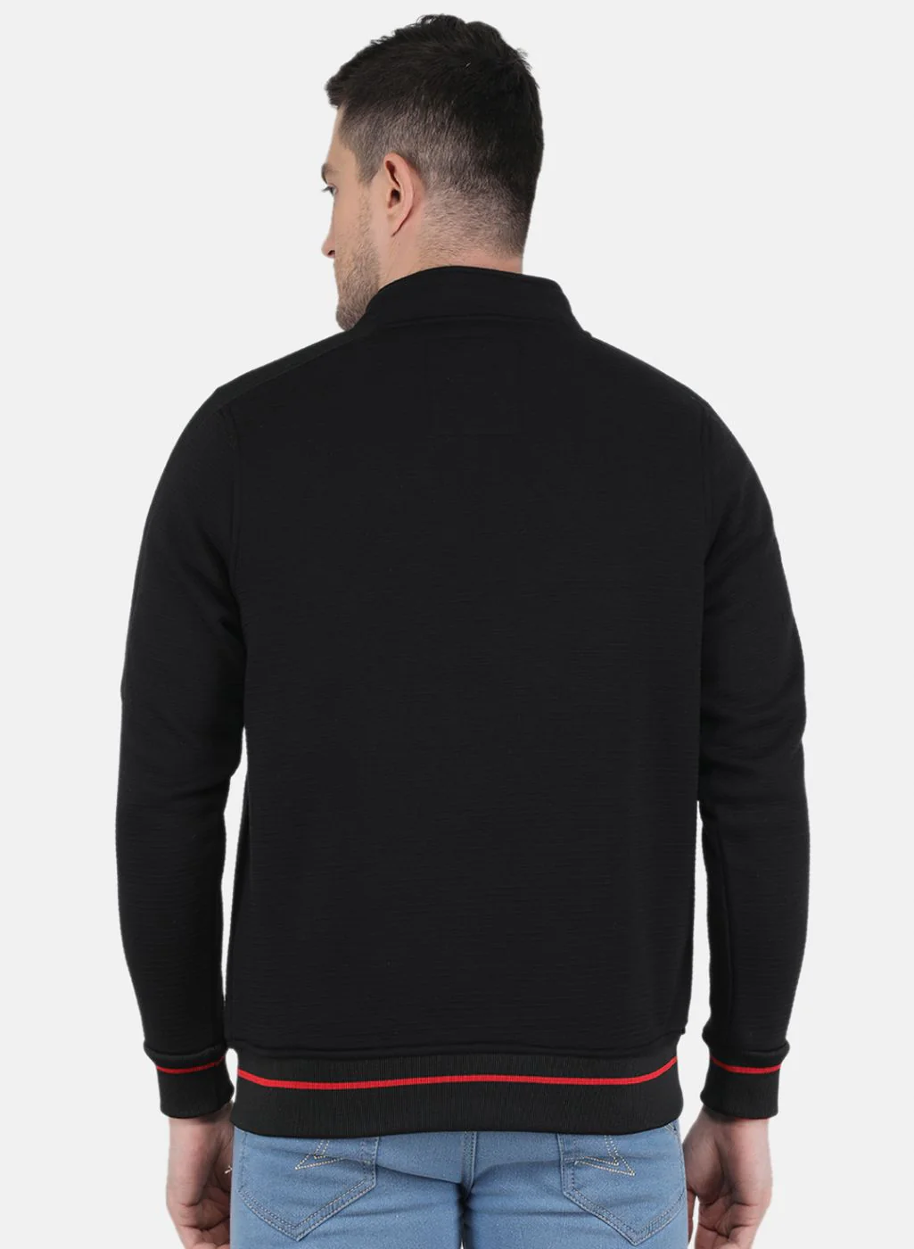 Men Black Solid Sweatshirt - Image 3
