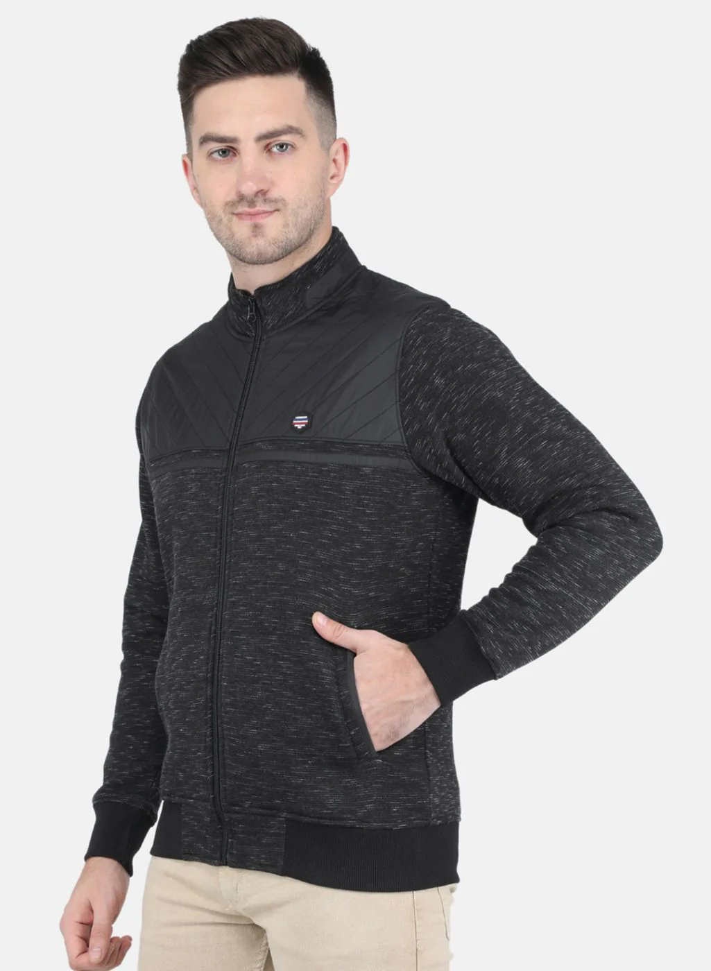 Men Black Solid Sweatshirt - Image 2