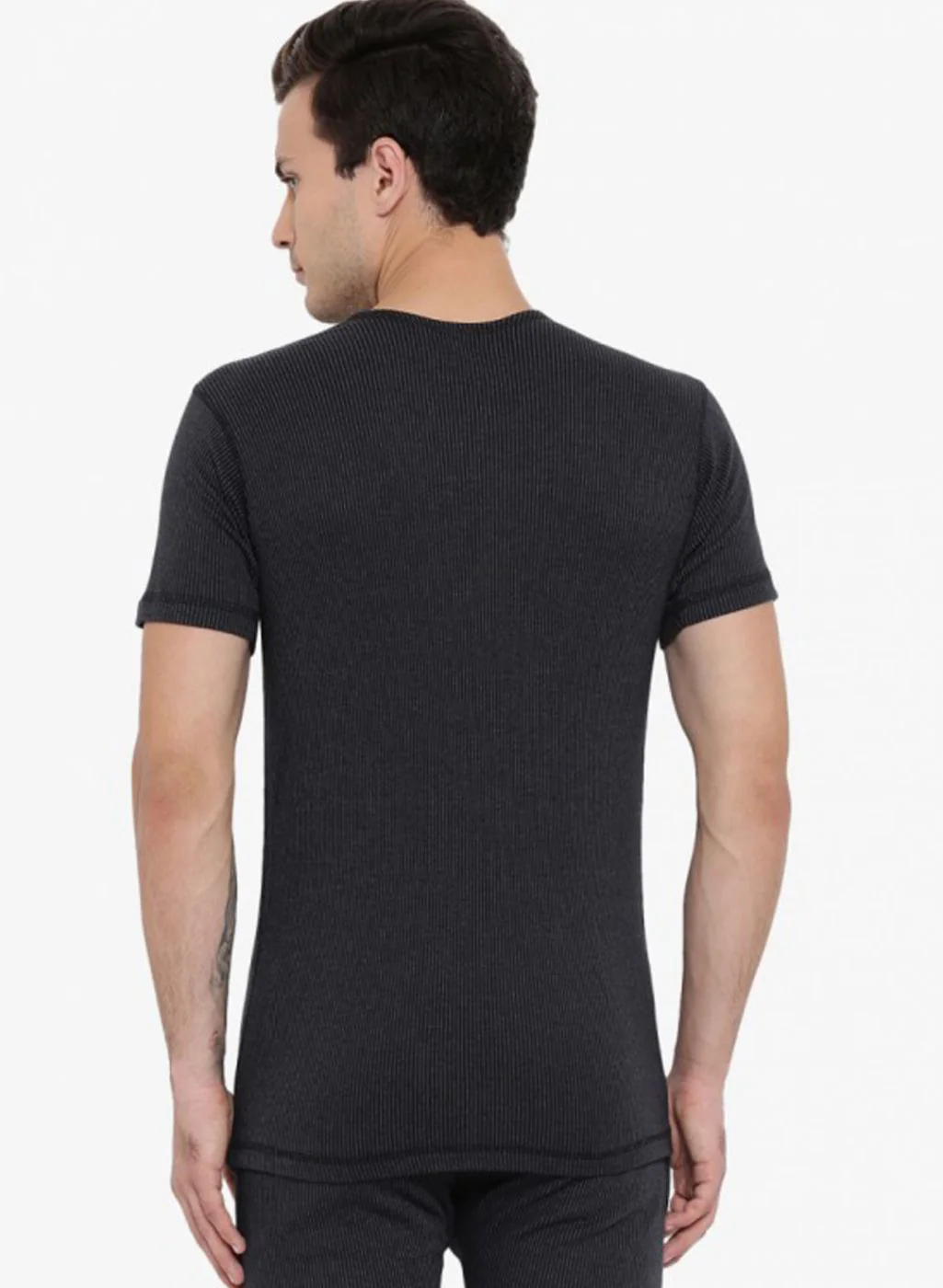 Men Black Solid Thermal Vest - Image 3