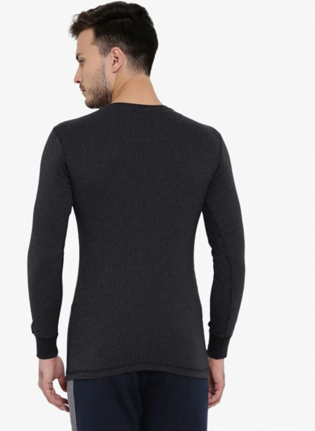 Men Black Solid Thermal Vest - Image 3