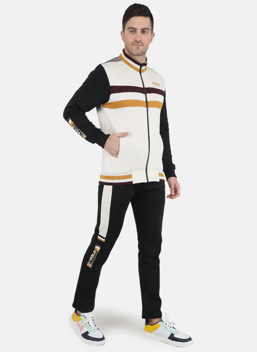 Men Black Solid Tracksuit - Image 7