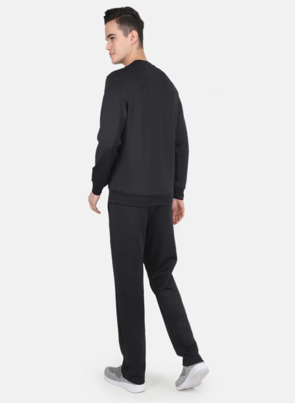 Men Black Solid Tracksuit - Image 3