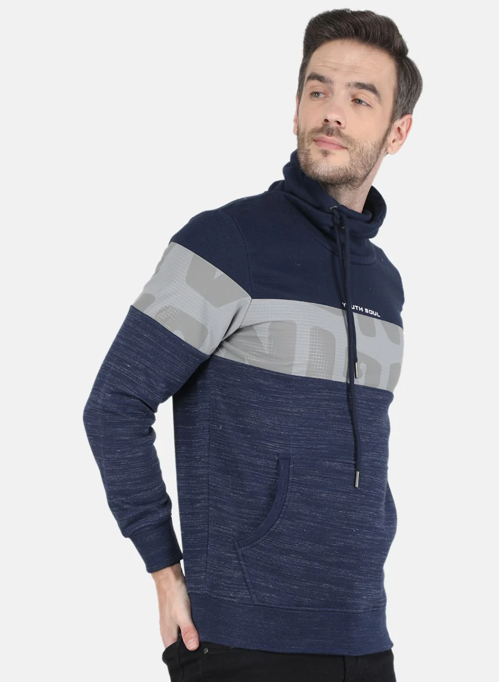 Men Blue Jaquard Sweatshirt - Image 6