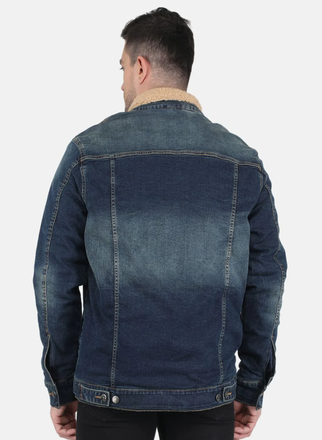 Men Blue Light Wash Jacket - Image 3