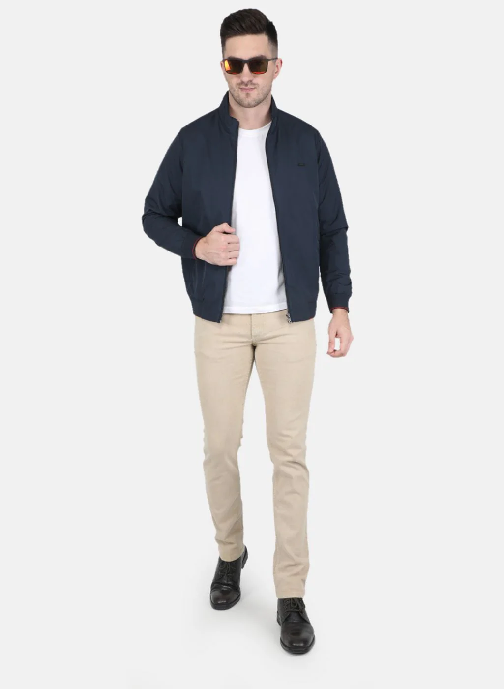 Men Blue Printed Jacket - Image 4