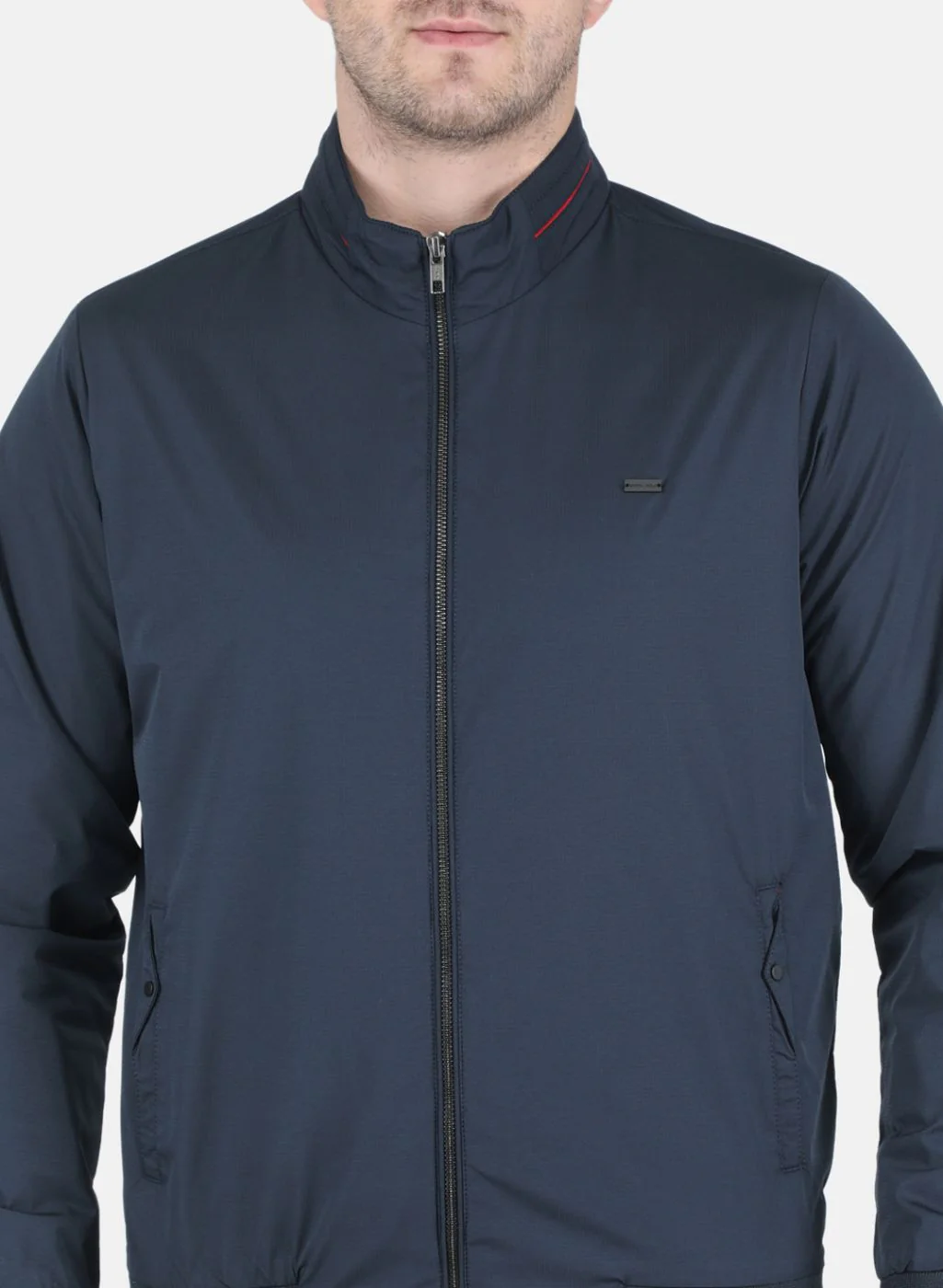 Men Blue Printed Jacket - Image 5