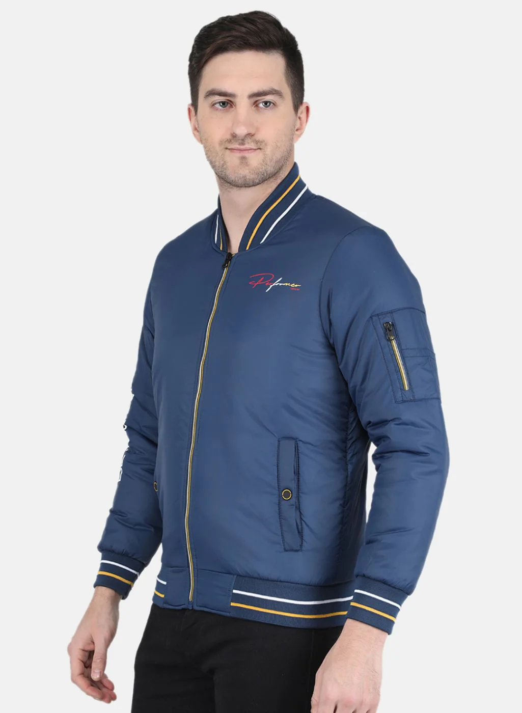 Men Blue Printed Jacket - Image 2