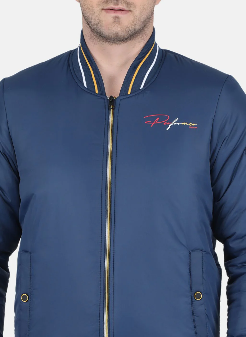 Men Blue Printed Jacket - Image 5