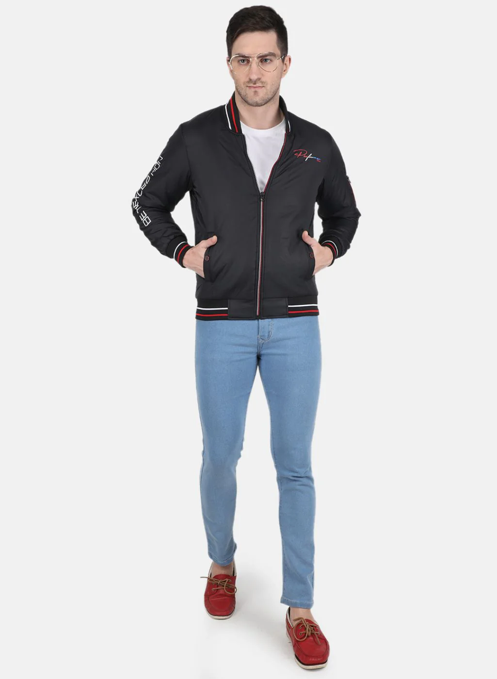 Men Blue Printed Jacket - Image 4