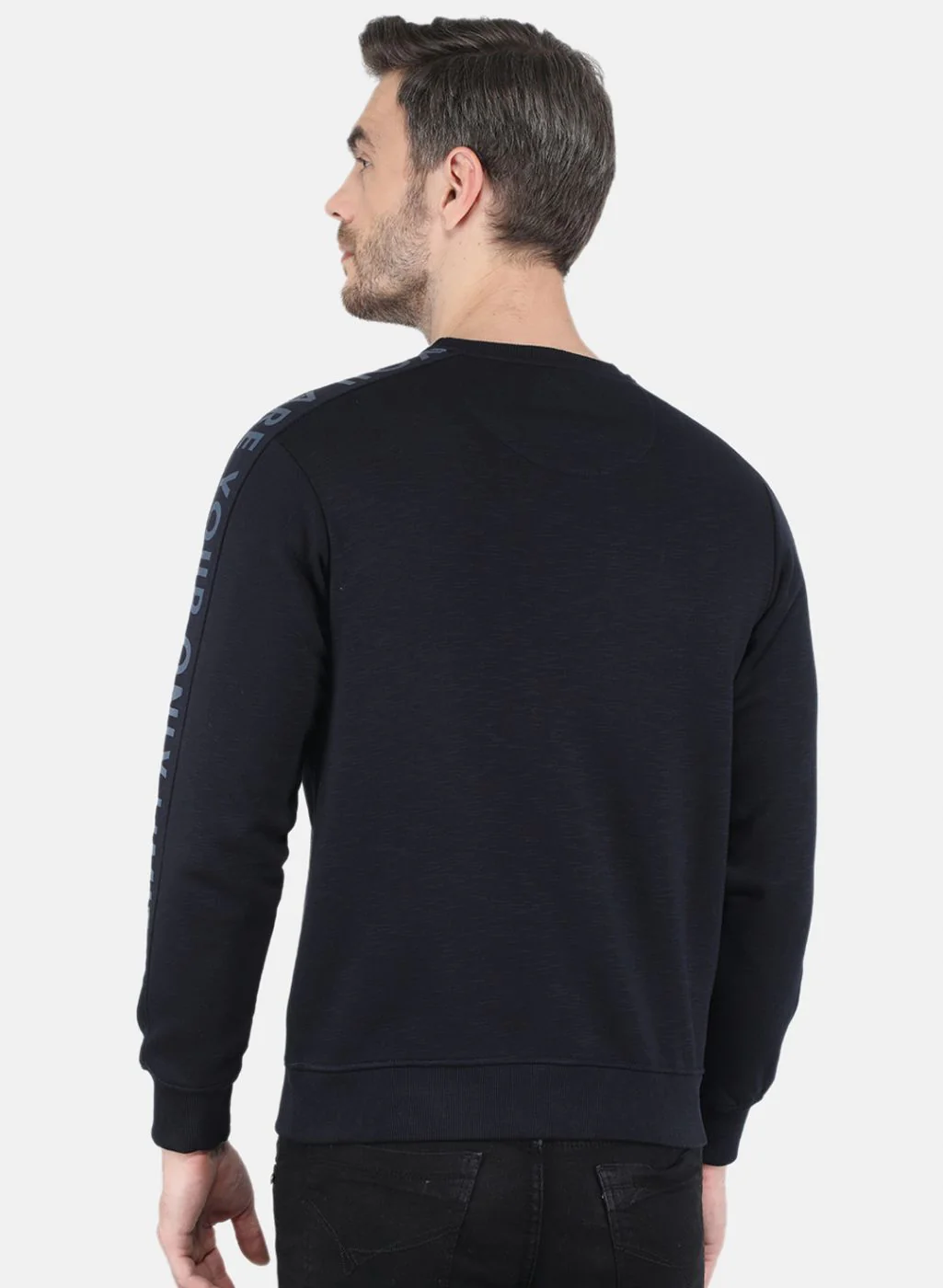 Men Blue Printed Sweatshirt - Image 3