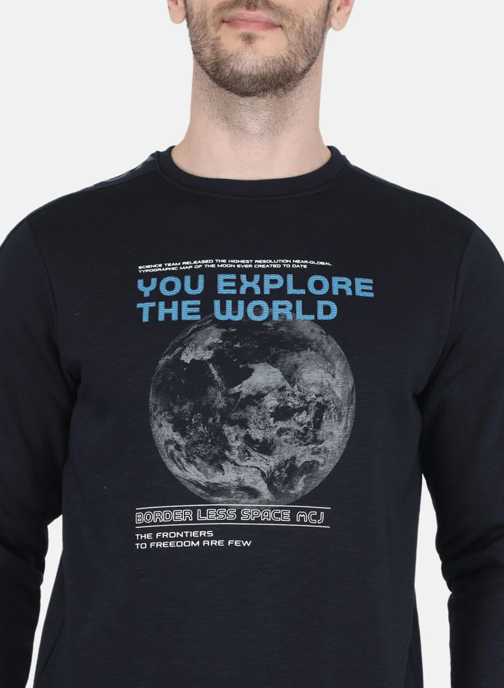 Men Blue Printed Sweatshirt - Image 5