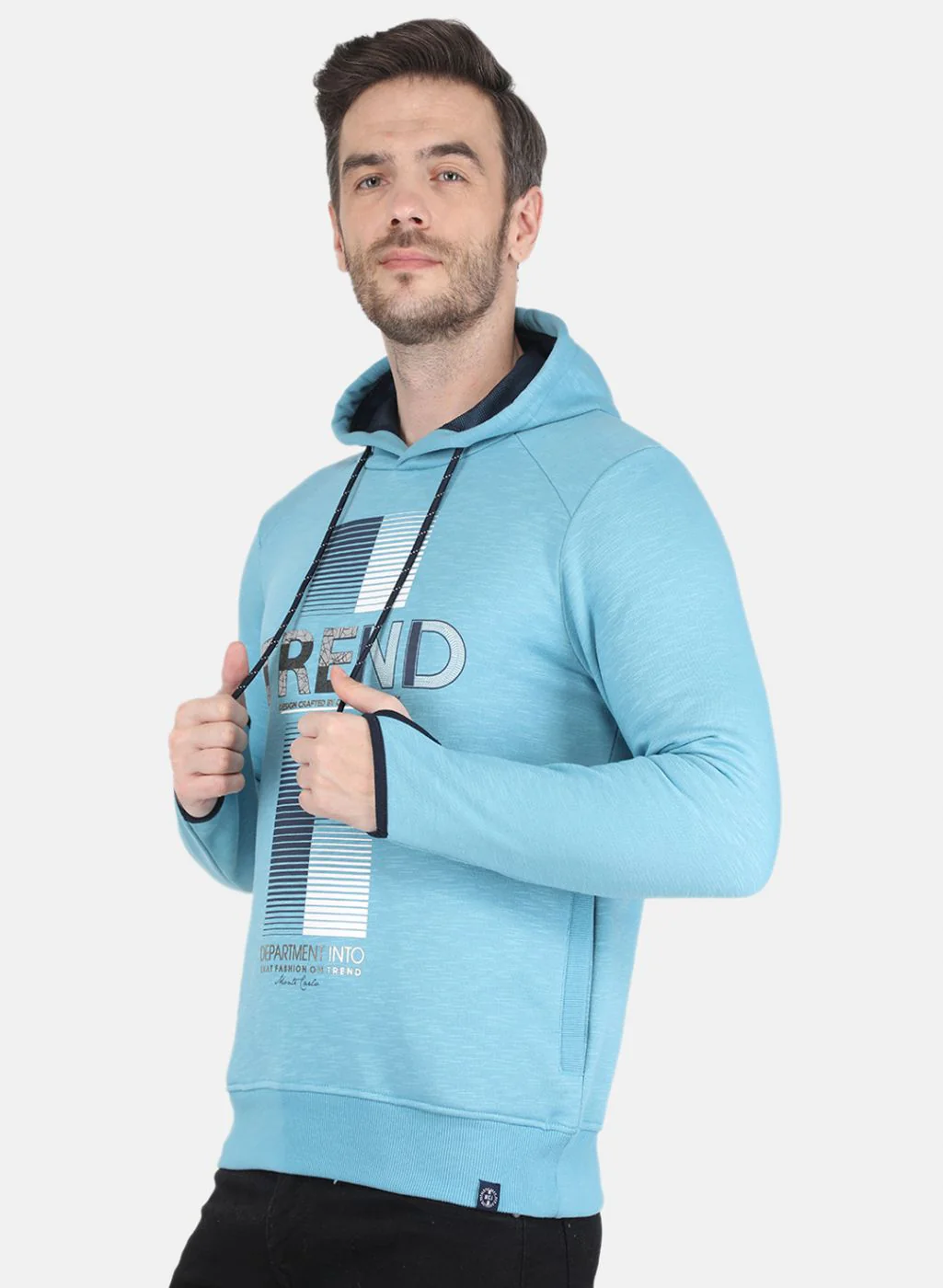 Men Blue Printed Sweatshirt - Image 2