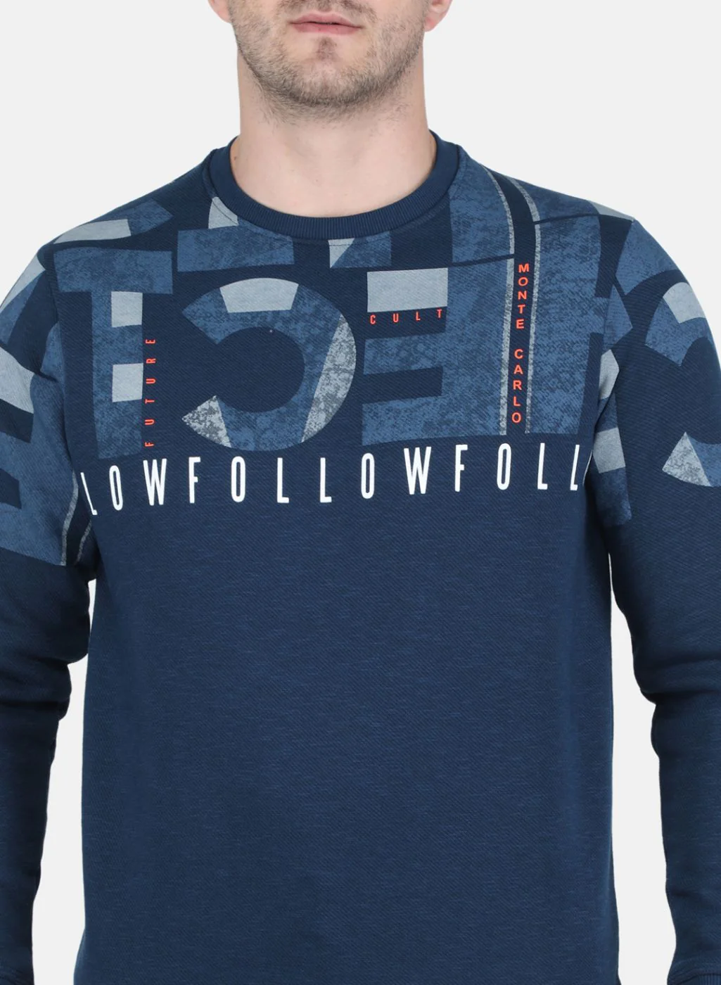 Men Blue Printed Sweatshirt - Image 5