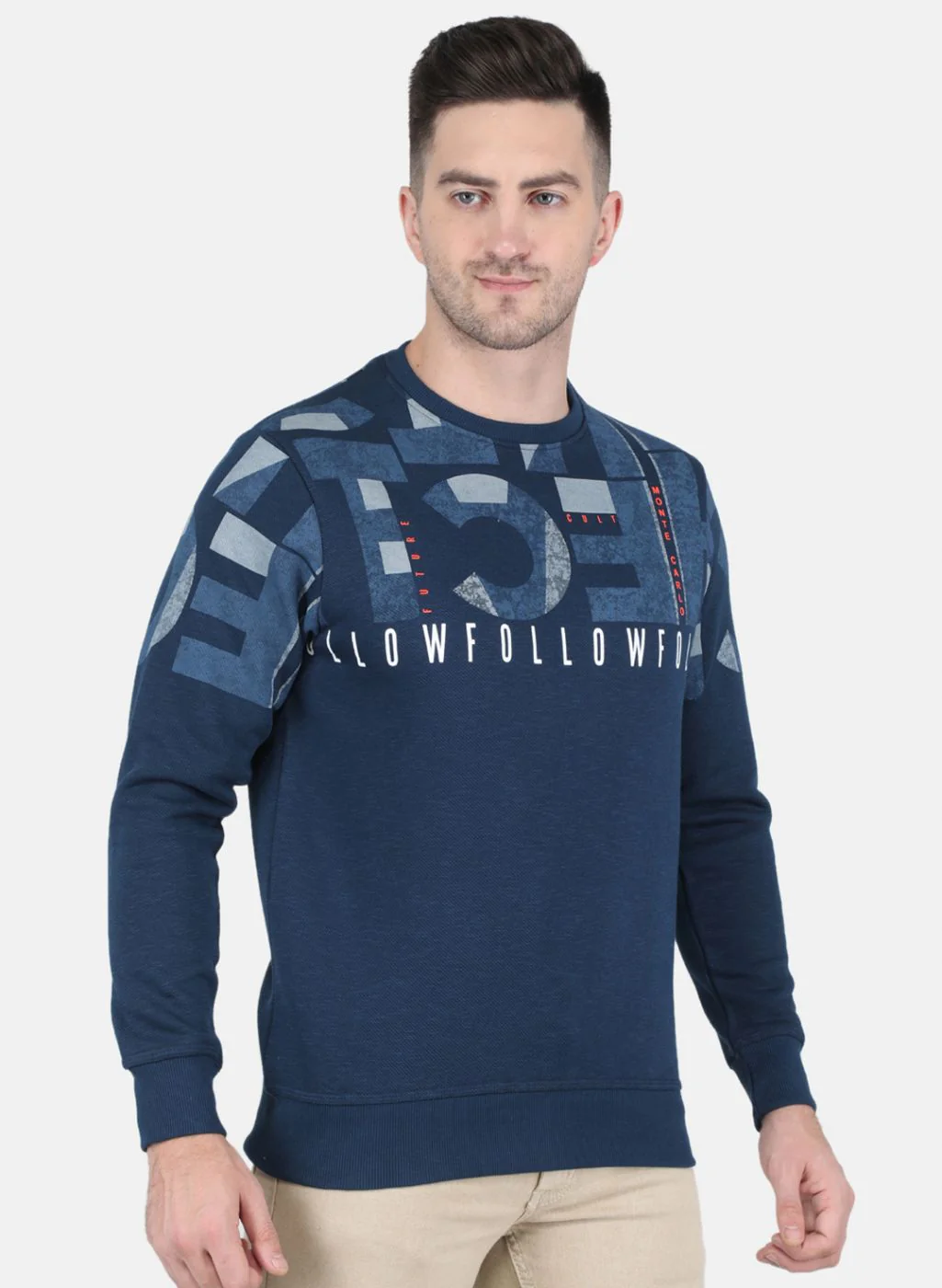 Men Blue Printed Sweatshirt - Image 6