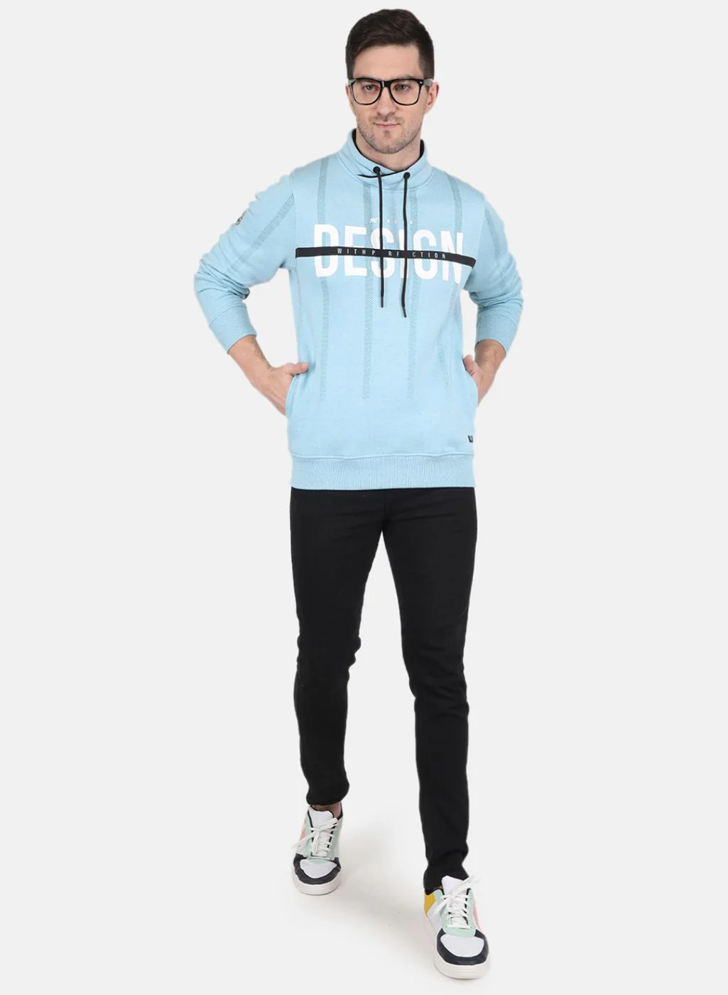 Men Blue Printed Sweatshirt - Image 4
