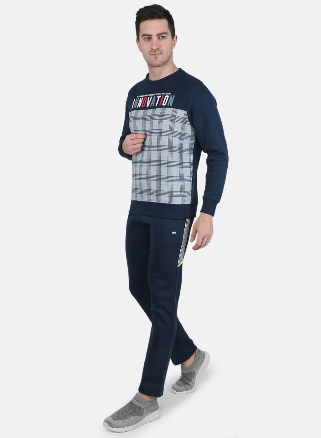 Men Blue Printed Tracksuit - Image 2