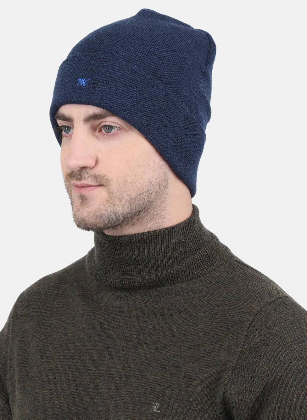 Men Blue Self Design Cap - Image 2