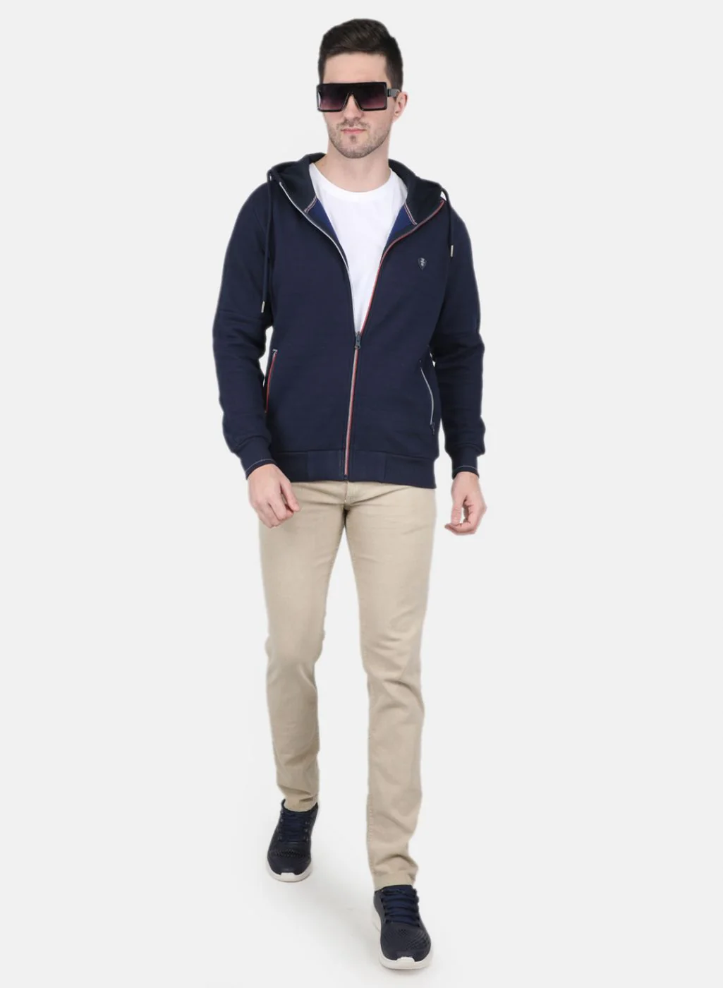 Men Blue Self Design Sweatshirt - Image 4