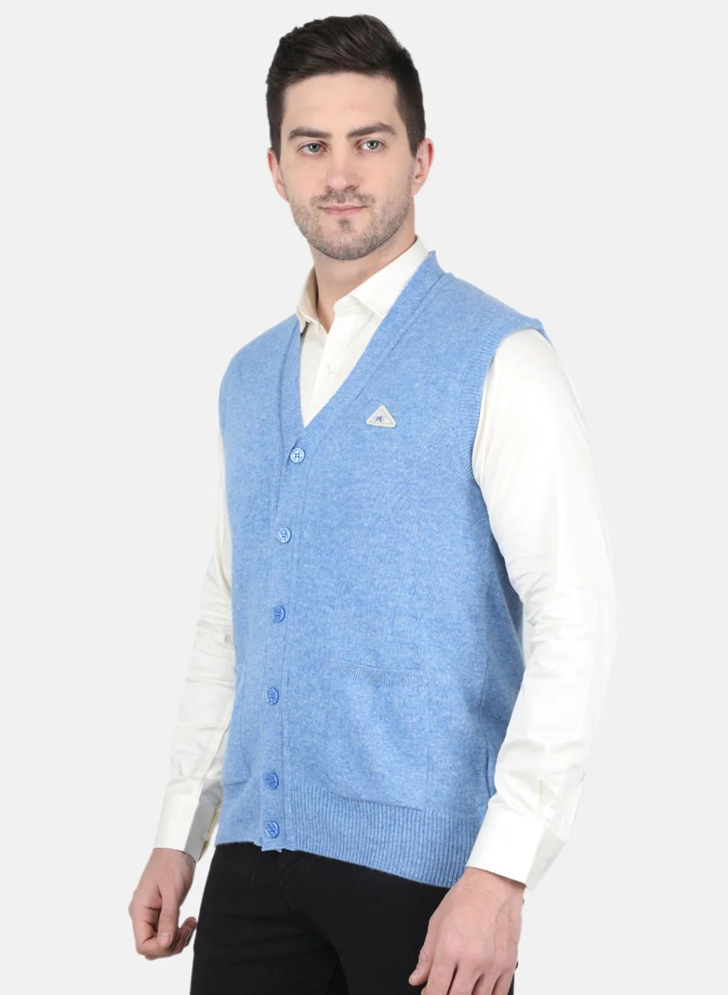 Men Blue Solid Cardigan - Image 2