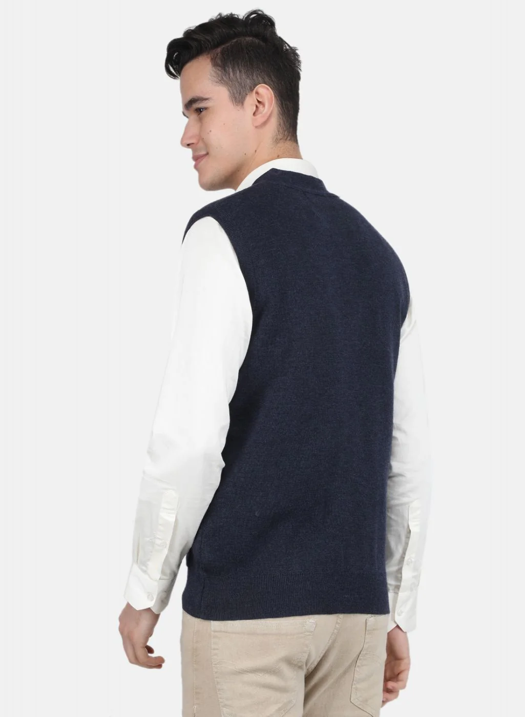 Men Blue Solid Cardigan - Image 3