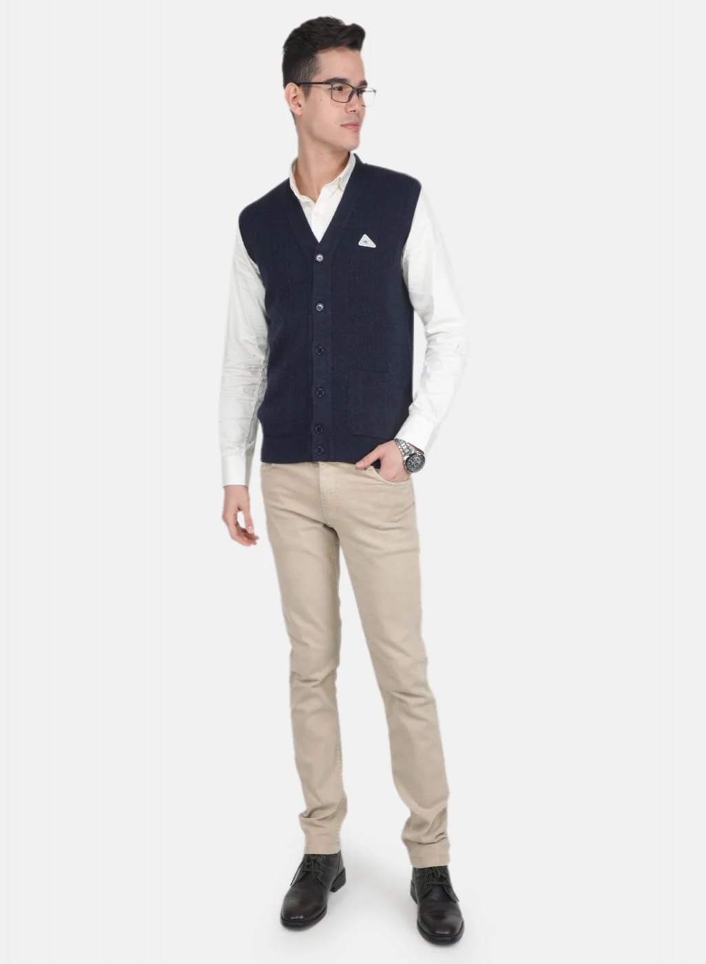 Men Blue Solid Cardigan - Image 4