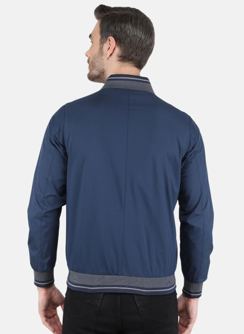 Men Blue Solid Jacket - Image 3