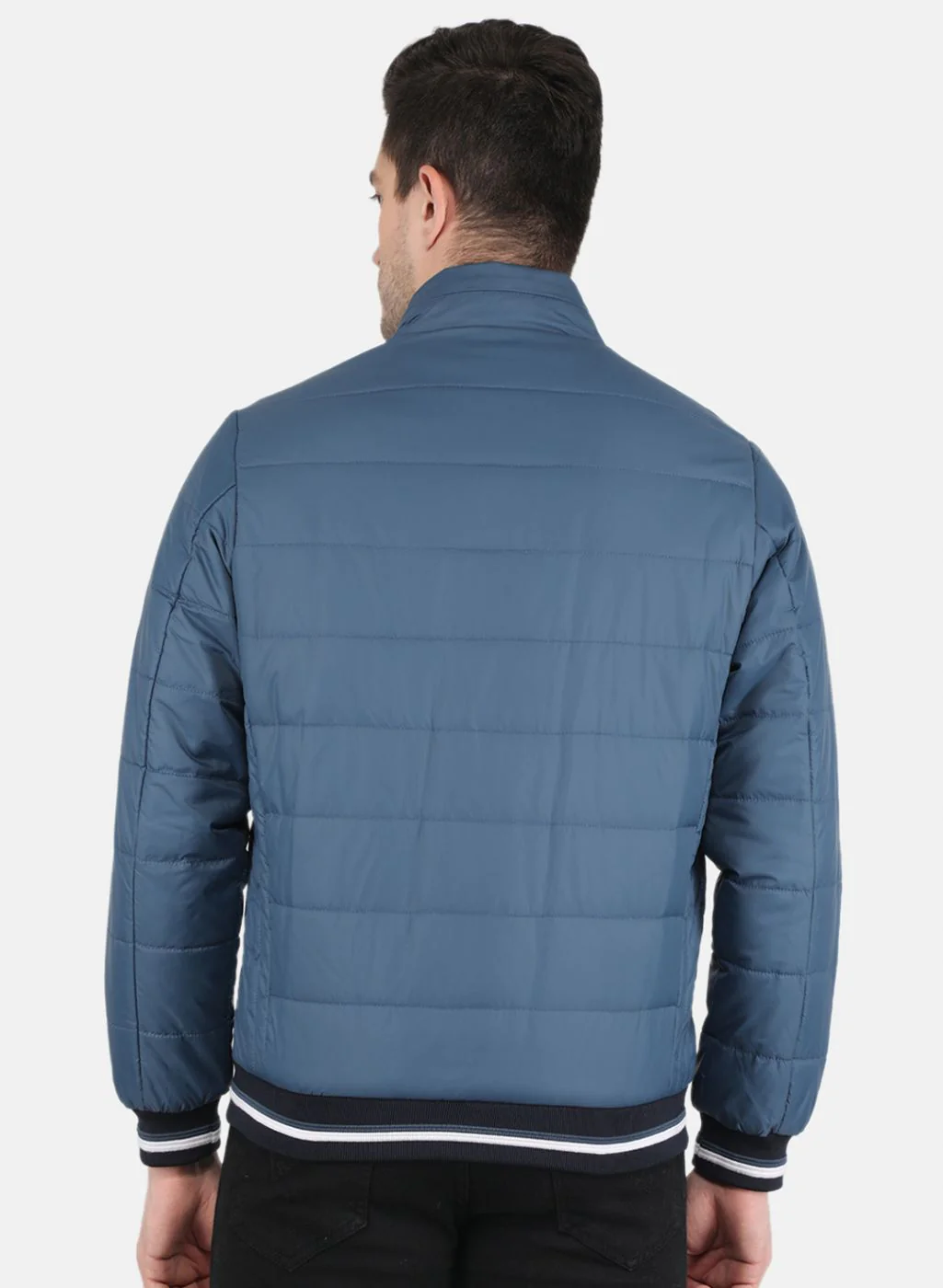 Men Blue Solid Jacket - Image 3