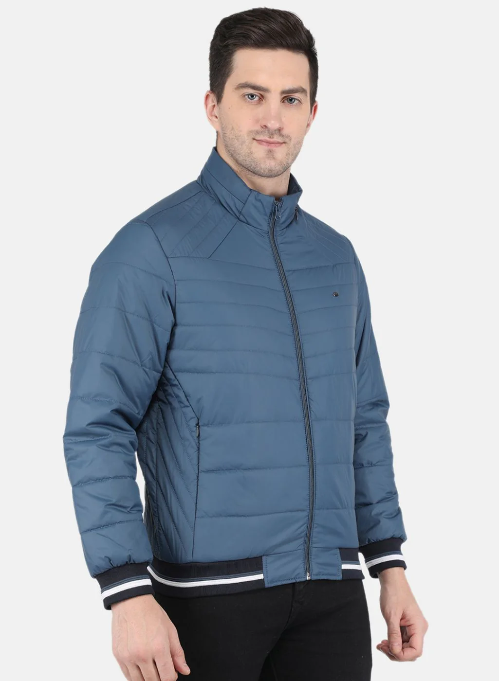 Men Blue Solid Jacket - Image 6