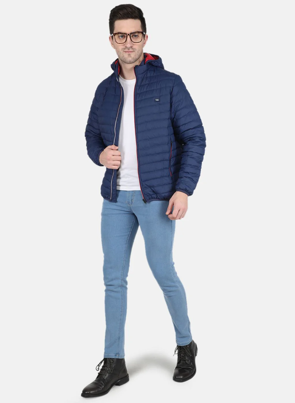 Men Blue Solid Jacket - Image 4