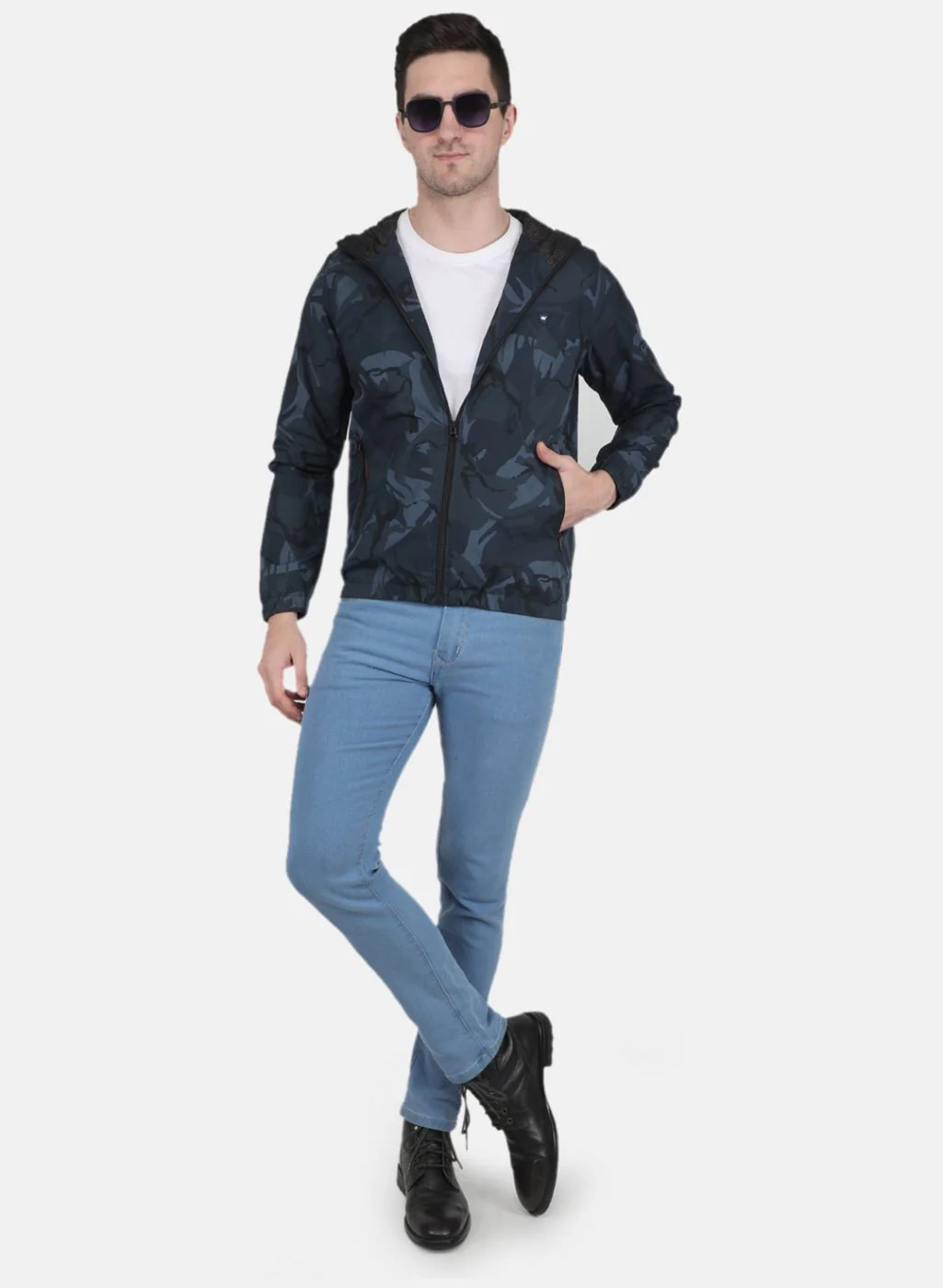 Men Blue Solid Jacket - Image 4